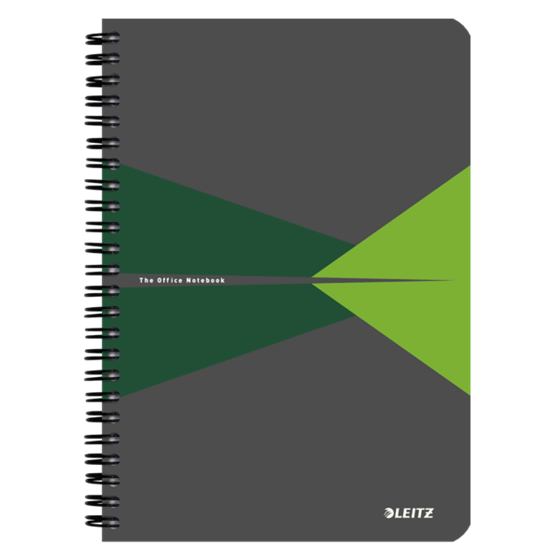 Cuaderno Leitz Office A5 cuadriculado, encuadernación Wiro con tapas rígidas Verde 90 H. 90 g.