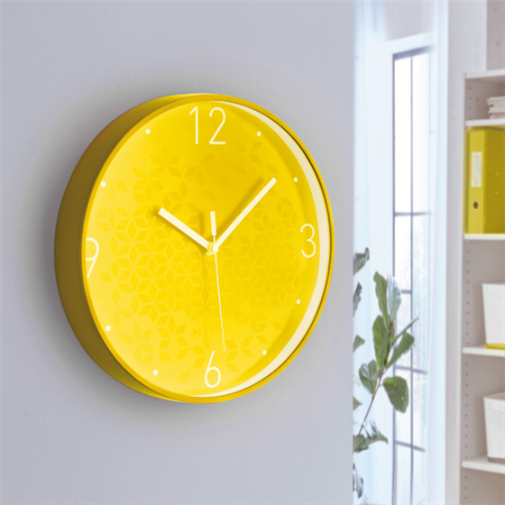 Reloj de pared silencioso Leitz WOW Amarillo 29 x 4,3 x 29 cm.