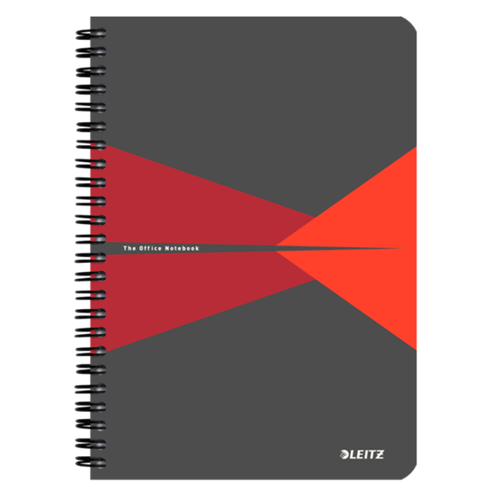 Cuaderno Leitz Office A5 cuadriculado, encuadernación Wiro con tapas de PP Rojo 90 H. 90 g.