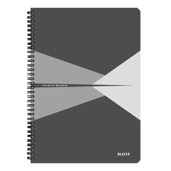 Cuaderno Leitz Office A4 con rayas, encuadernación Wiro con tapas de PP Gris 90 H. 90 g.