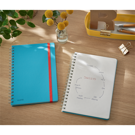 Cuaderno Leitz Cosy Touch cuadriculado, con encuadernación wiro B5 80 H. Papel de 100 grs, certificado FSC®.