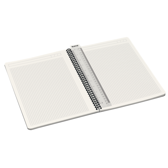 Cuaderno Leitz Office A4 cuadriculado,  encuadernación Wiro con tapas de PP Rojo 90 H. 90 g.