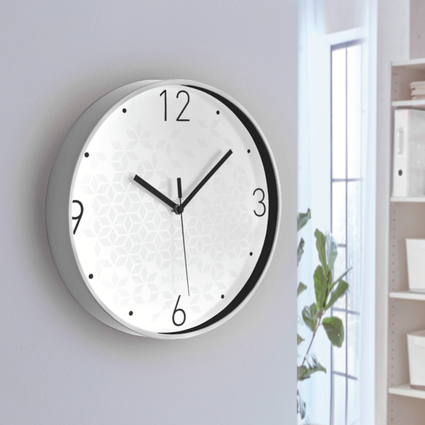 Reloj de pared silencioso Leitz WOW Blanco 29 x 4,3 x 29 cm.