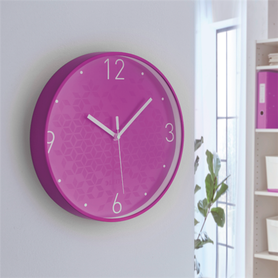Reloj de pared silencioso Leitz WOW Púrpura 29 x 4,3 x 29 cm.