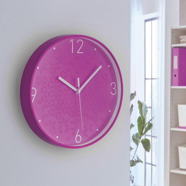 Reloj de pared silencioso Leitz WOW Púrpura 29 x 4,3 x 29 cm.