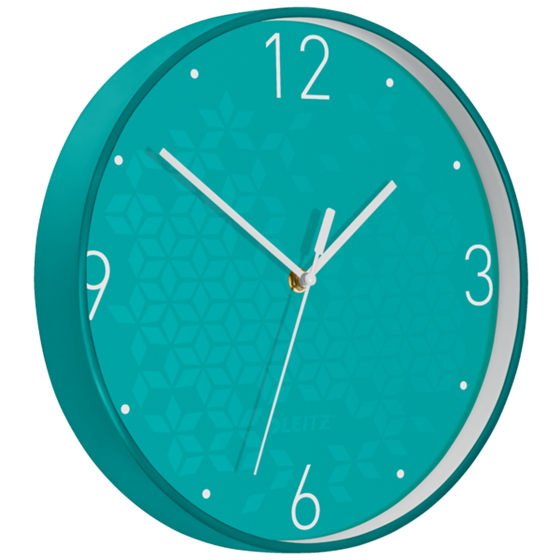 Reloj de pared silencioso Leitz WOW Turquesa 29 x 4,3 x 29 cm.