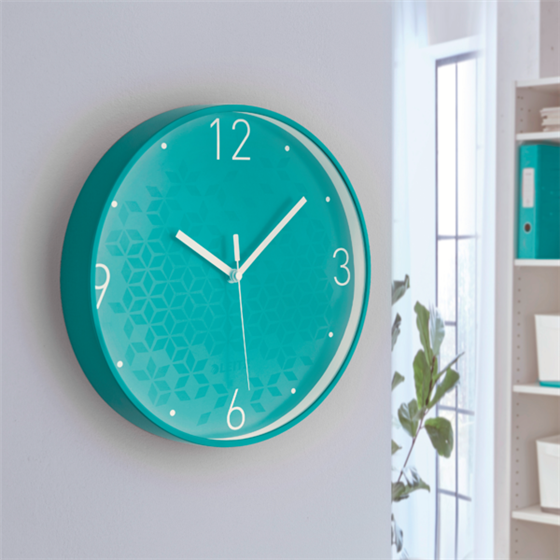 Reloj de pared silencioso Leitz WOW Turquesa 29 x 4,3 x 29 cm.