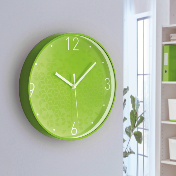 Reloj de pared silencioso Leitz WOW Verde 29 x 4,3 x 29 cm.