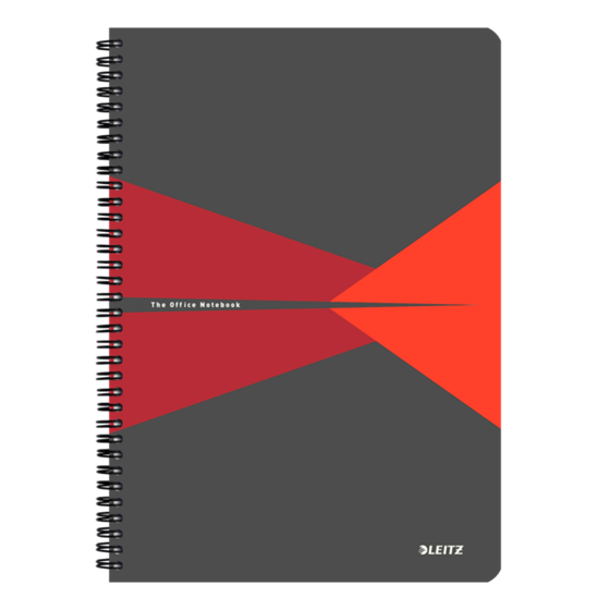 Cuaderno Leitz Office A4 con rayas, encuadernación Wiro con tapa rígidas Rojo 90 H. 90 g.