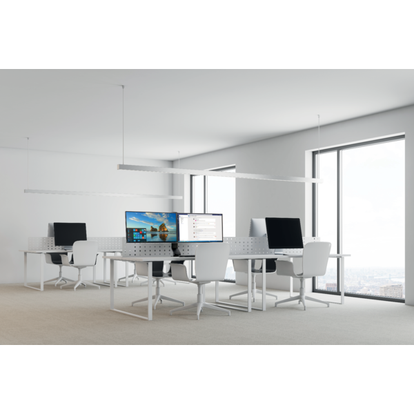 Brazo SmartFit® de ahorro de espacio para dos monitores Plata