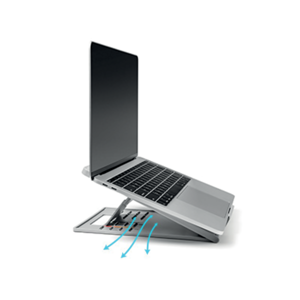 Elevador y soporte enfriador ergonómicos y ajustables para portátiles o tabletas de hasta 14 pulgadas SmartFit® Easy Riser™ Go -
