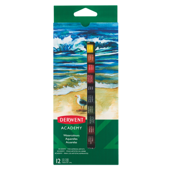 Acuarelas Academy De 12 Ml De Derwent (Paquete De 12)