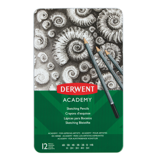 Caja Metálica Con 12 Lápices Para Bocetos Derwent Academy