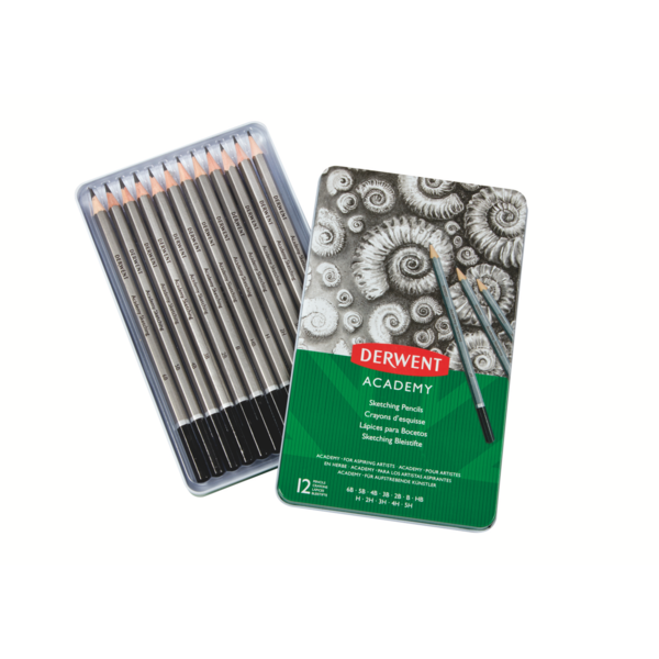 Caja Metálica Con 12 Lápices Para Bocetos Derwent Academy