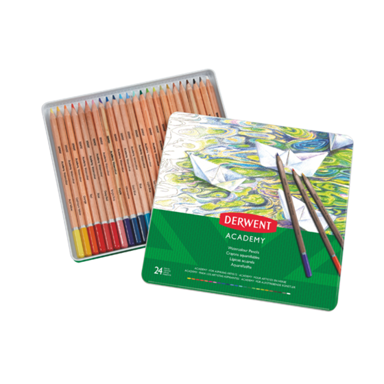 Lápices Acuarelables Academy De Derwent (Lata De 24)