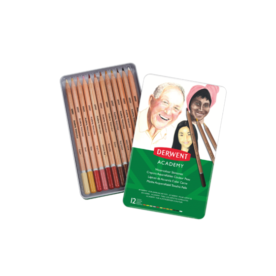 Lápices Acuarelables Skintone Academy De Derwent (Lata De 12)