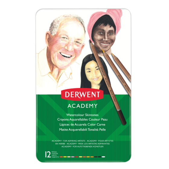Lápices Acuarelables Skintone Academy De Derwent (Lata De 12)