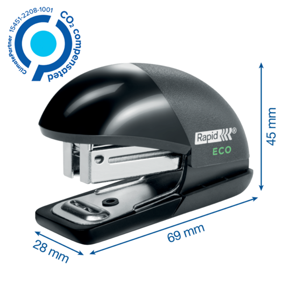 Mini Grapadora Rapid Eco Negro