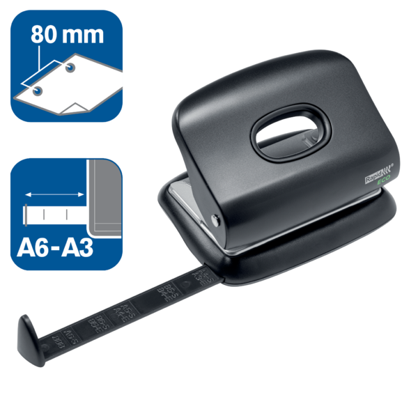Taladro De Oficina Rapid Eco Negro 2 Mm/20 Hojas (Papel De 80 G/M²)
