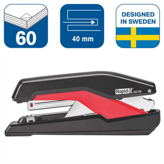 Grapadora Modelo Supreme So60 Fullstrip De Rapid Negro/Rojo