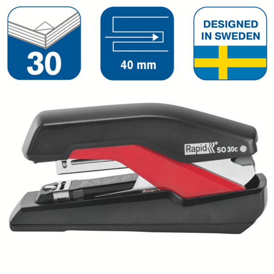 Grapadora Modelo Supreme Omnipress So30C De Rapid Negro/Rojo