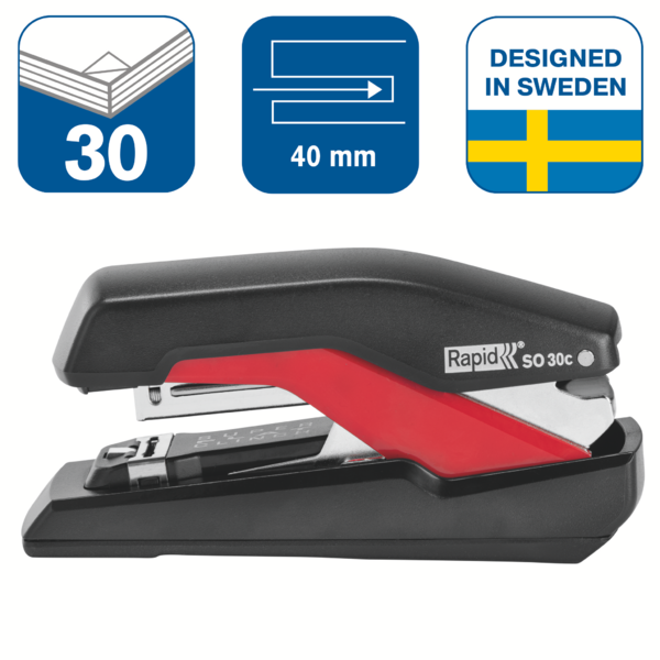 Grapadora Modelo Supreme Omnipress So30C De Rapid Negro/Rojo