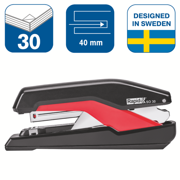 Grapadora Modelo Supreme Omnipress So30 Fullstrip De Rapid Negro/Rojo