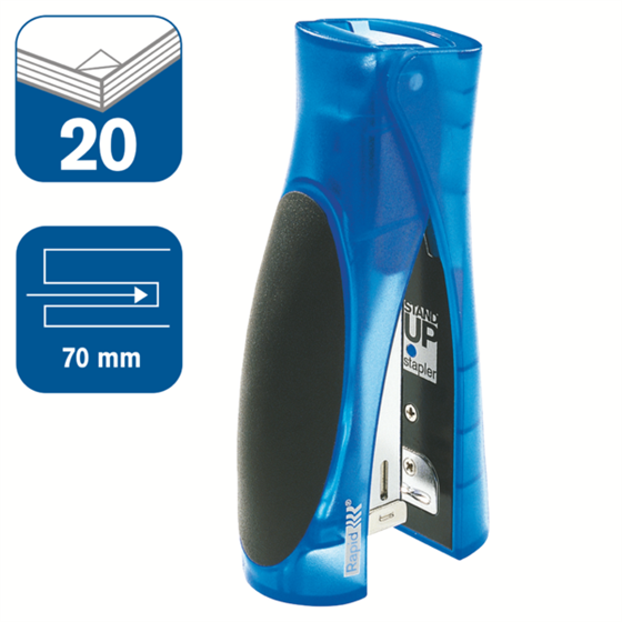 Grapadora Vertical Ultimate F20 Rapid Azul Translúcido