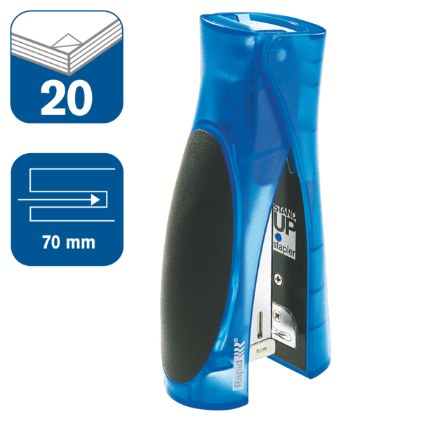 Grapadora Vertical Ultimate F20 Rapid Azul Translúcido