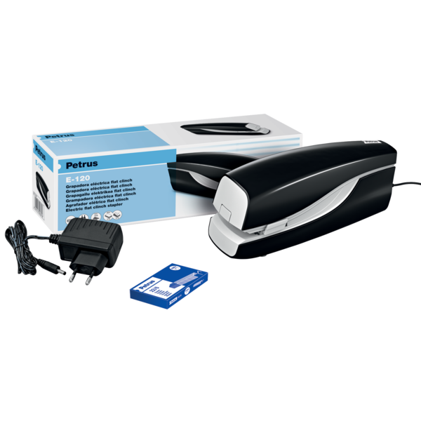 Grapadora Eléctrica De Grapado Plano E-120 Contactless De Petrus Negro
