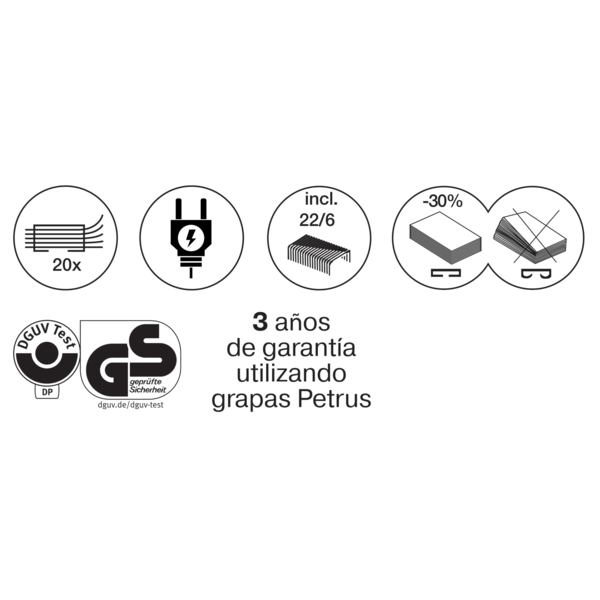 Grapadora Eléctrica De Grapado Plano E-120 Contactless De Petrus Negro