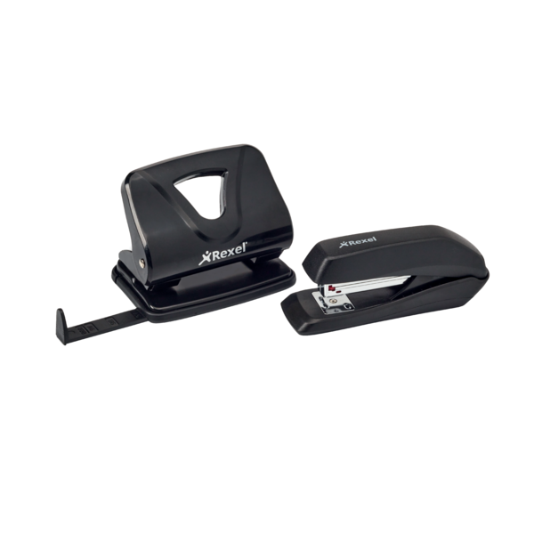 Taladro De Plástico Reciclado De 2 Punzones Rexel Ecodesk Capacidad 20 Hojas Negro