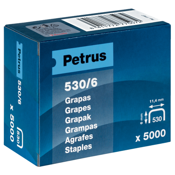 Grapas Mod. 530/6 De Petrus 6 mm. Caja x5000