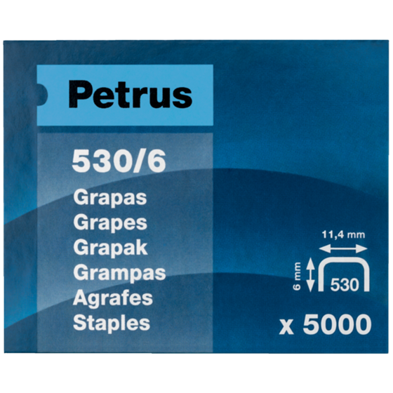 Grapas Mod. 530/6 De Petrus 6 mm. Caja x5000