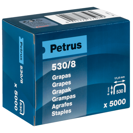 Grapas Mod. 530/8 De Petrus 8 mm. Caja x5000