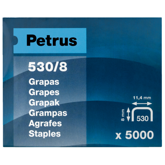 Grapas Mod. 530/8 De Petrus 8 mm. Caja x5000