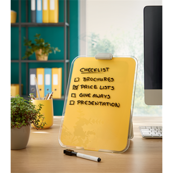 Atril De Cristal De Sobremesa Leitz Cosy Amarillo Cálido