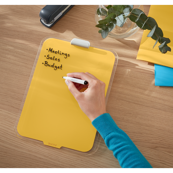 Atril De Cristal De Sobremesa Leitz Cosy Amarillo Cálido