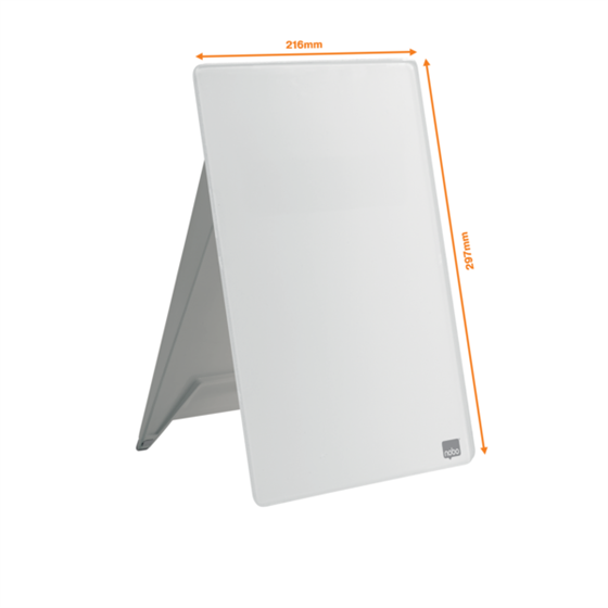 Atril De Sobremesa De Pizarra De Cristal Con Superficie De Borrado En Seco Nobo De 216X297 Mm Blanco Brillante