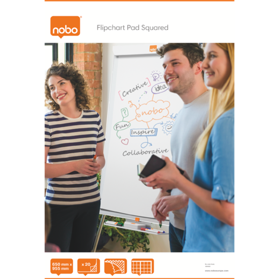 Bloc Cuadriculado Para Pizarra Caballete Nobo, 650 × 955 Mm