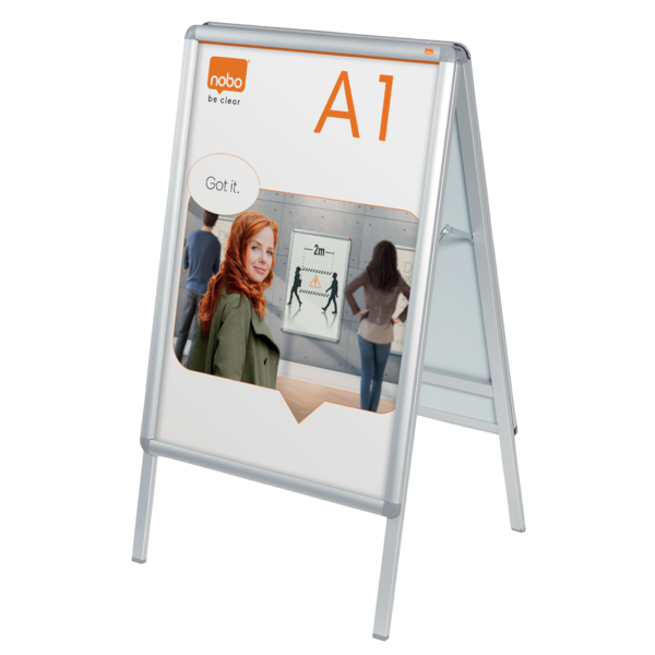 Caballete Publicitario De Doble Cara Tamaño A1 Nobo Plata