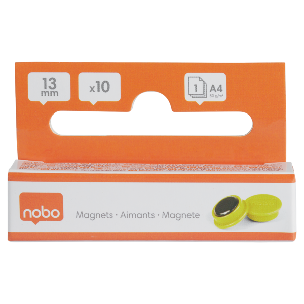 Imanes Magnéticos Para Pizarra Nobo, Paquete De 10 Imanes De Colores De 13 Mm Amarillo