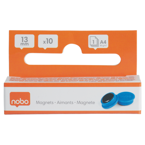 Imanes Magnéticos Para Pizarra Nobo, Paquete De 10 Imanes De Colores De 13 Mm Azul
