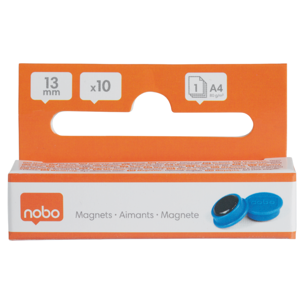 Imanes Magnéticos Para Pizarra Nobo, Paquete De 10 Imanes De Colores De 13 Mm Azul