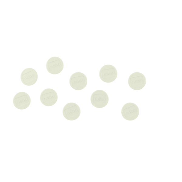 Imanes Magnéticos Para Pizarra Nobo, Paquete De 10 Imanes De Colores De 13 Mm Blanco