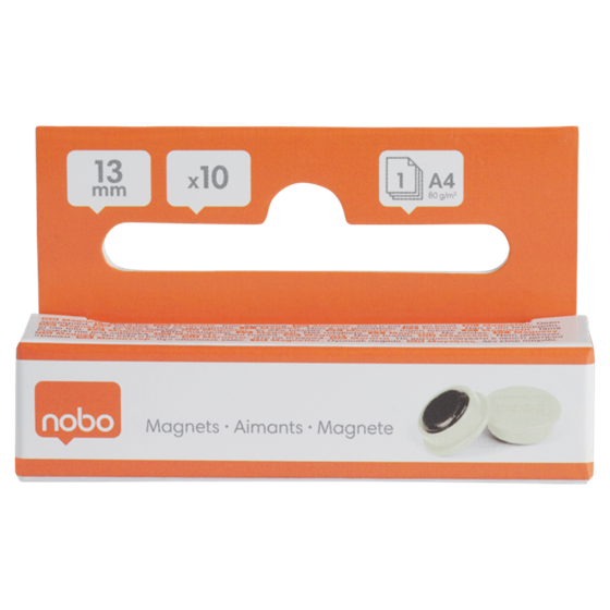 Imanes Magnéticos Para Pizarra Nobo, Paquete De 10 Imanes De Colores De 13 Mm Blanco