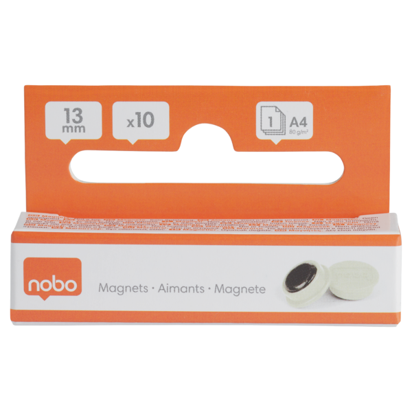 Imanes Magnéticos Para Pizarra Nobo, Paquete De 10 Imanes De Colores De 13 Mm Blanco