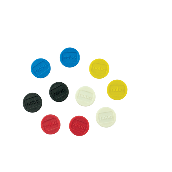 Imanes Magnéticos Para Pizarra Nobo, Paquete De 10 Imanes De Colores De 13 Mm Surtidos