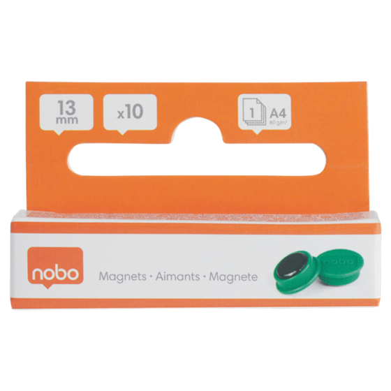 Imanes Magnéticos Para Pizarra Nobo, Paquete De 10 Imanes De Colores De 13 Mm Verde