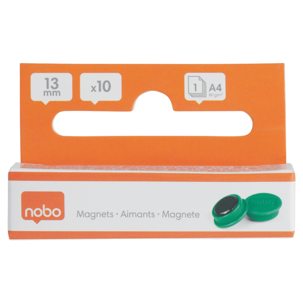Imanes Magnéticos Para Pizarra Nobo, Paquete De 10 Imanes De Colores De 13 Mm Verde